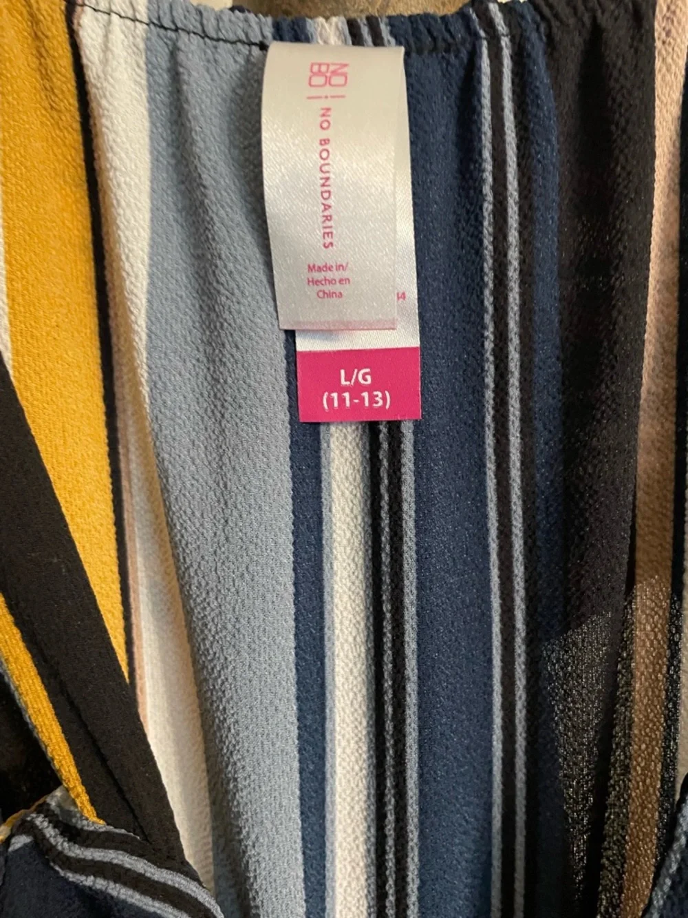 ✨ No Boundaries Junior's Ruffle Flounce Sleeveless Striped Jumpsuit SZ L (11-13 - Picture 4 of 13